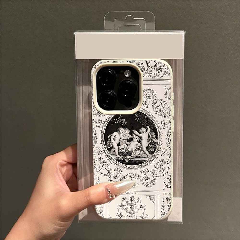 Vintage Floral Pattern Soft Case - Vintage Baroque Angel Pattern Vintage Phone