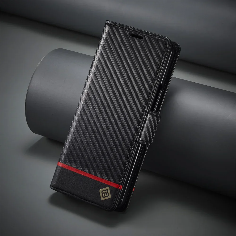 Luxury Carbon Fiber PU Leather - Leather Wallet Card Holder Phone Cover 评论和价格