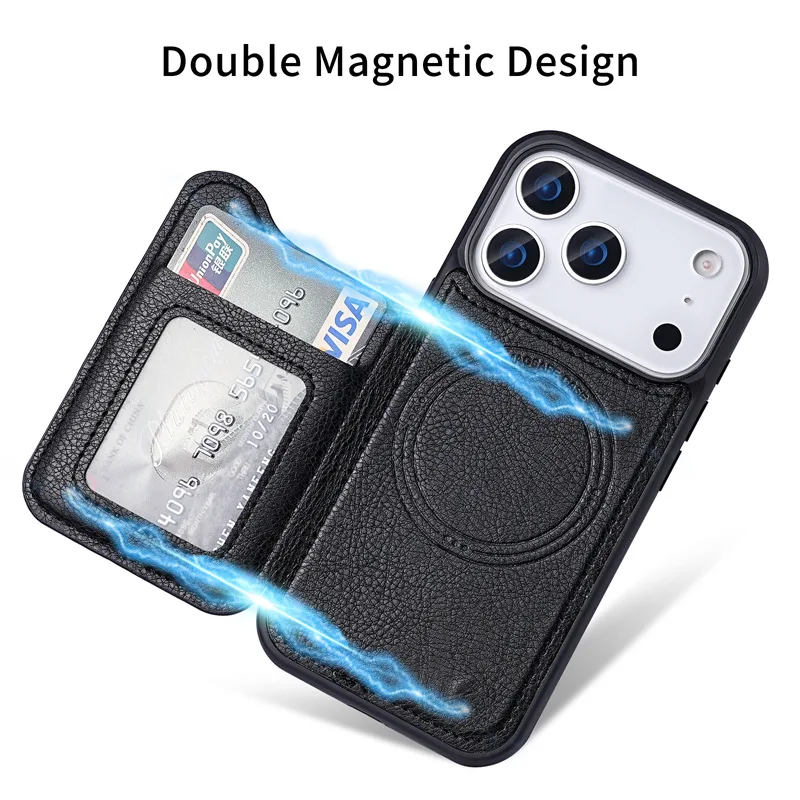 For Magsafe Magnetic Flip Leat - Leather Wallet Card Holder Phone Cover 评论和价格