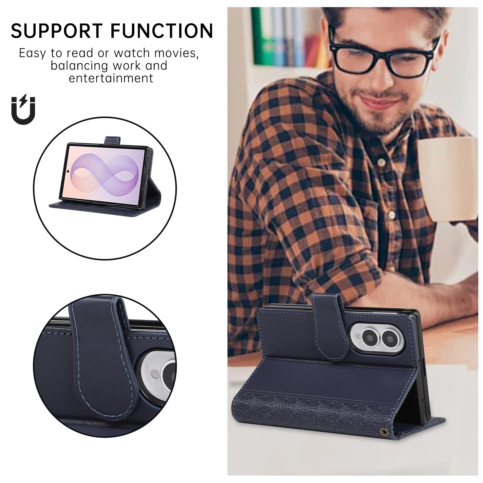 Business Luxury Leather Wallet - Leather Wallet Card Holder Phone Cover 评论和价格