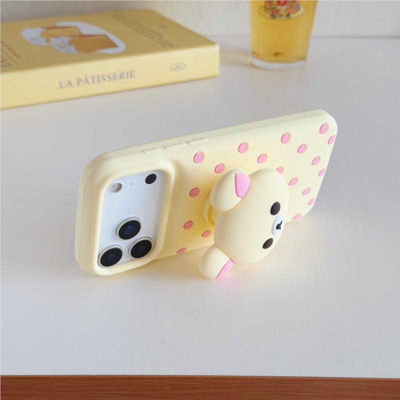 3D Rilakkuma Bear Polka Dot Si - Cute Cartoon Wrist Strap Silicone Case 评论和价格