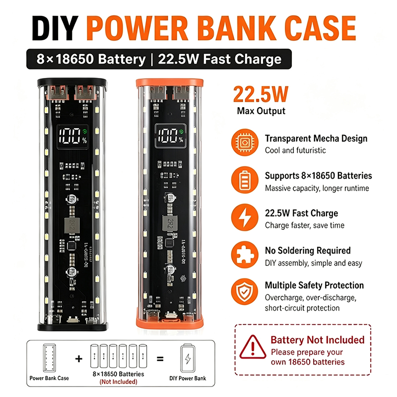 USB Type C Port Design 8X18650 - Power Banks 评论和价格