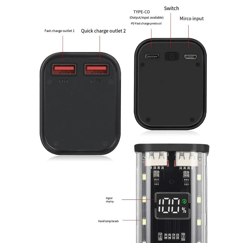 USB Type C Port Design 8X18650 - Power Banks 评论和价格