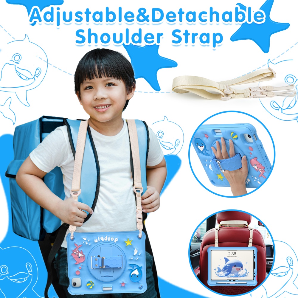 For iPad Mini A17Pro Mini6 Kid - Cute Cartoon Wrist Strap Silicone Case 评论和价格