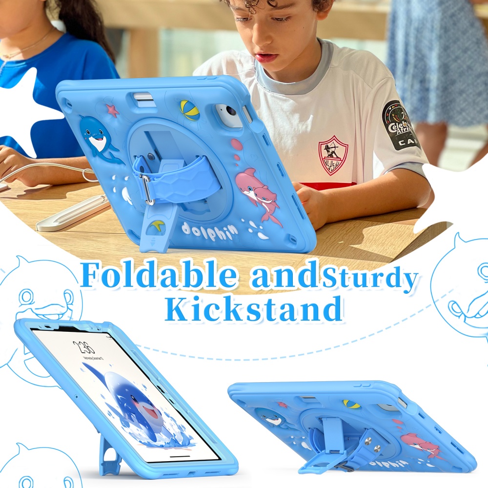 For iPad Mini A17Pro Mini6 Kid - Cute Cartoon Wrist Strap Silicone Case 评论和价格